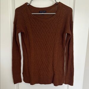 American Eagle Outfitters Brown Cable Knit Crew Neck Sweater